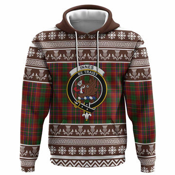 Innes Clan Tartan Christmas Hoodie with Family Crest