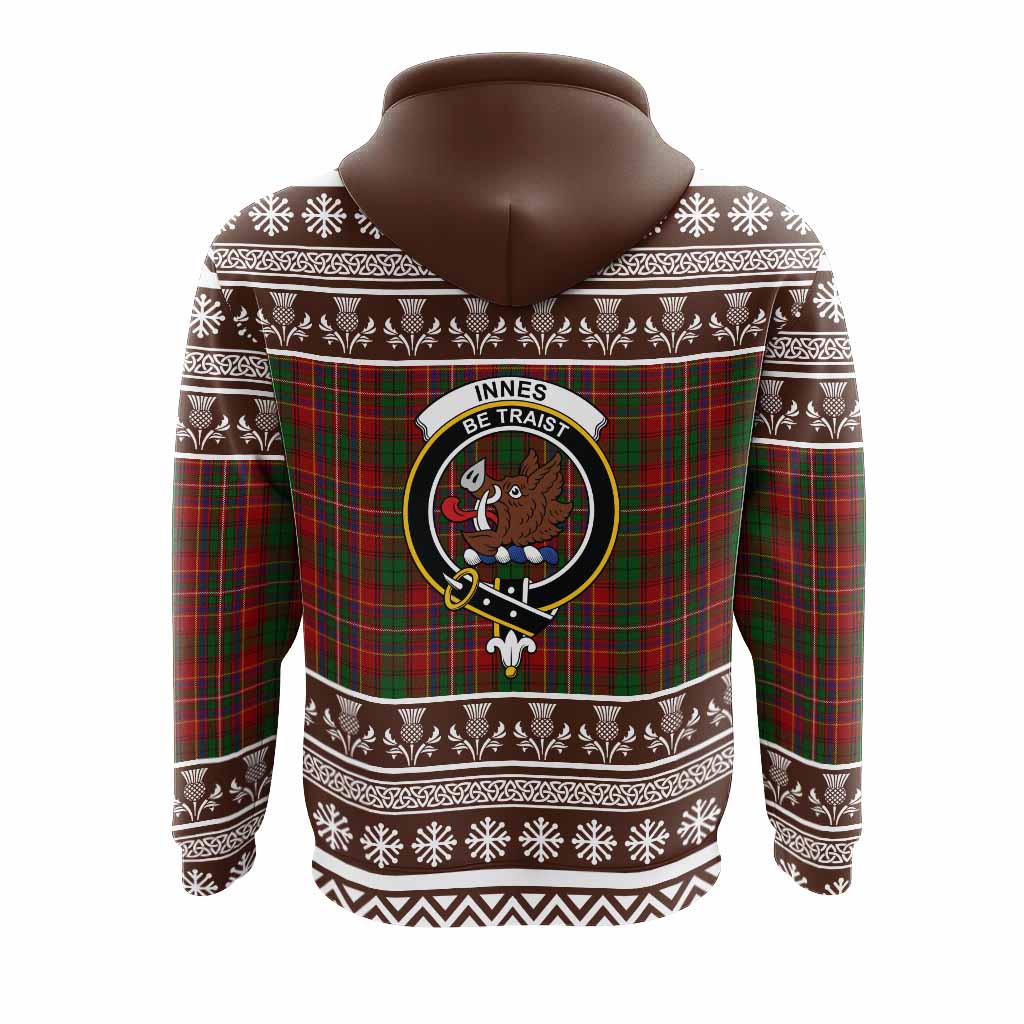 Innes Clan Tartan Christmas Hoodie with Family Crest - Tartan Vibes Clothing