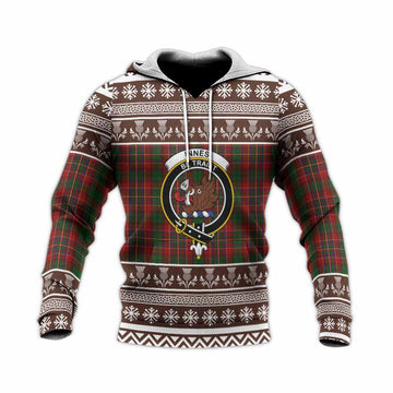 Innes Clan Tartan Christmas Knitted Hoodie with Family Crest