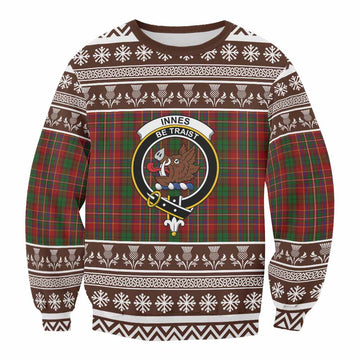 Innes Clan Tartan Christmas Sweatshirt with Family Crest