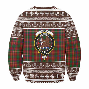 Innes Clan Tartan Christmas Sweatshirt with Family Crest