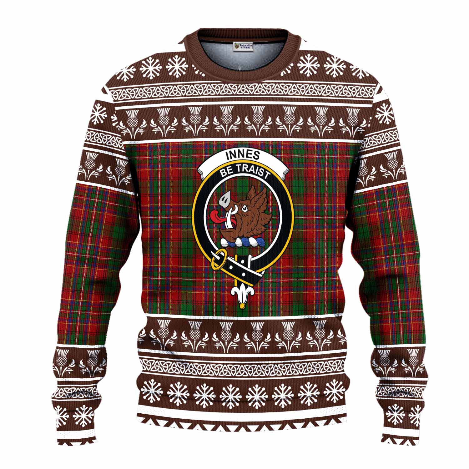 Innes Clan Tartan Christmas Ugly Sweater with Family Crest - Tartan Vibes Clothing