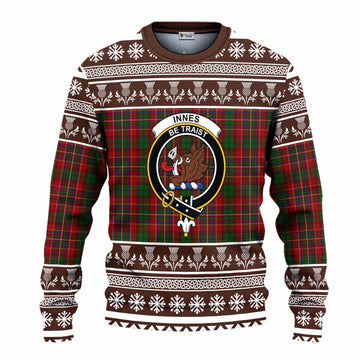 Innes Clan Tartan Christmas Ugly Sweater with Family Crest