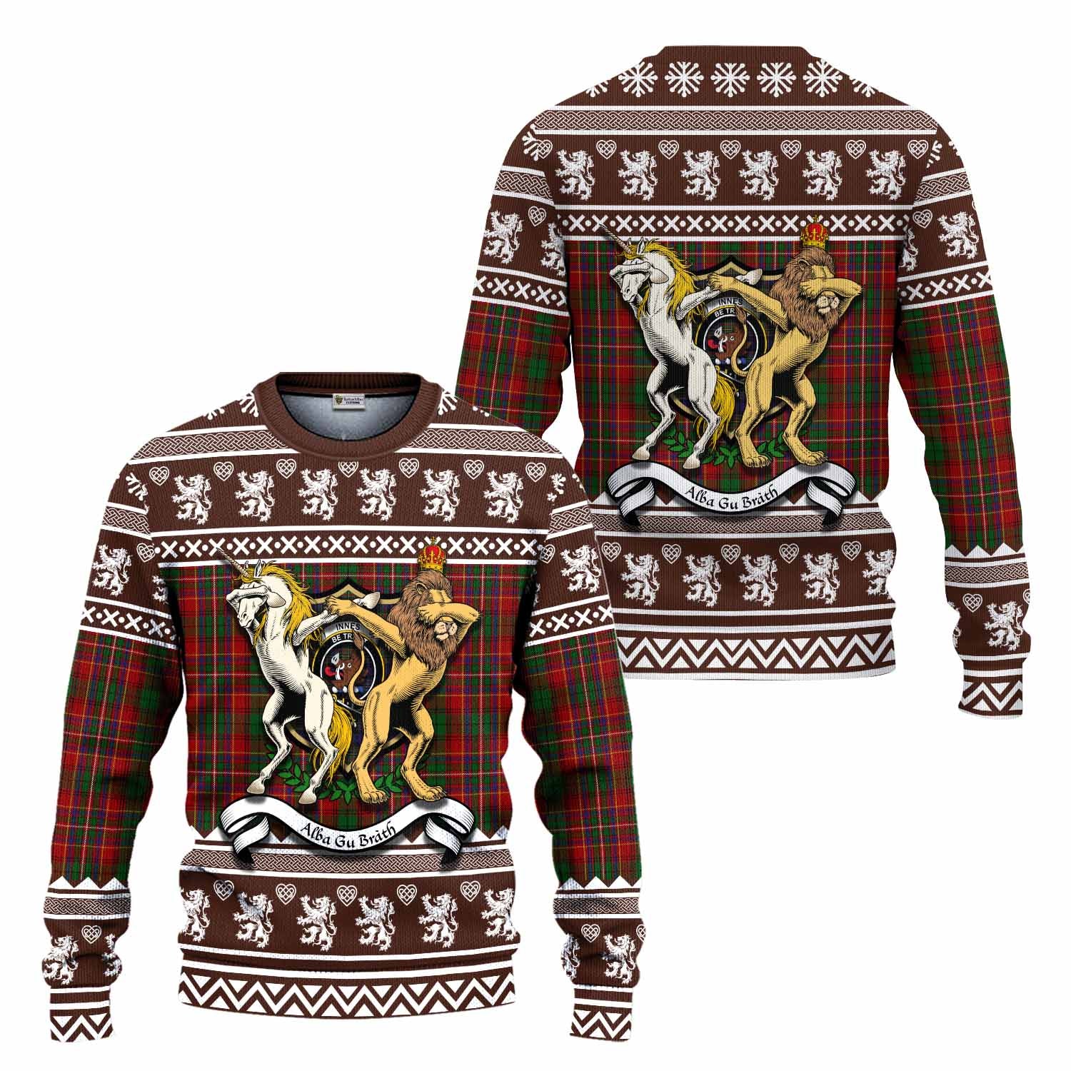 Innes Clan Tartan Crest Christmas Ugly Sweater Coat of Arms Funny Style - Tartan Vibes Clothing
