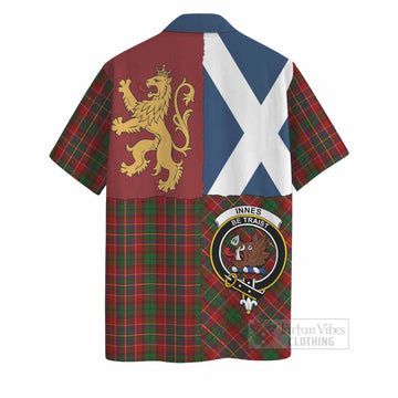 Innes Crest Tartan Hawaiian Shirt with Lion Rampant Saltire Style