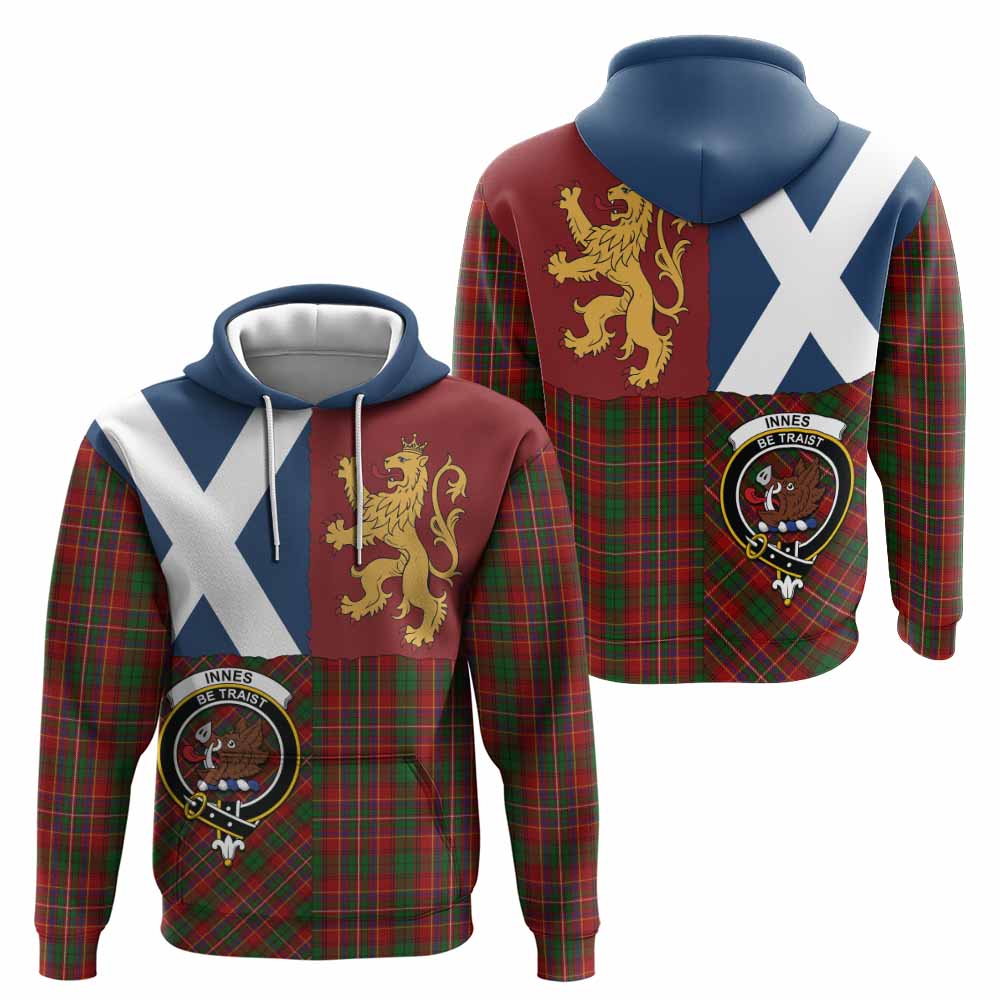 Innes Crest Tartan Hoodie with Lion Rampant Saltire Style