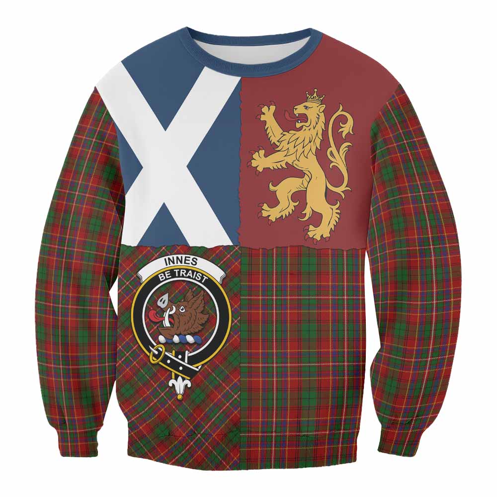 Innes Crest Tartan Sweatshirt with Lion Rampant Saltire Style