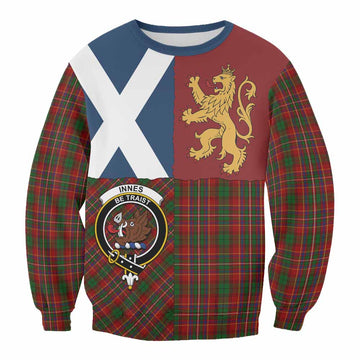 Innes Crest Tartan Sweatshirt with Lion Rampant Saltire Style