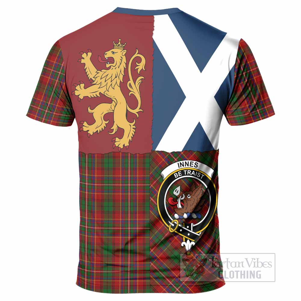 Innes Crest Tartan T-Shirt with Lion Rampant Saltire Style