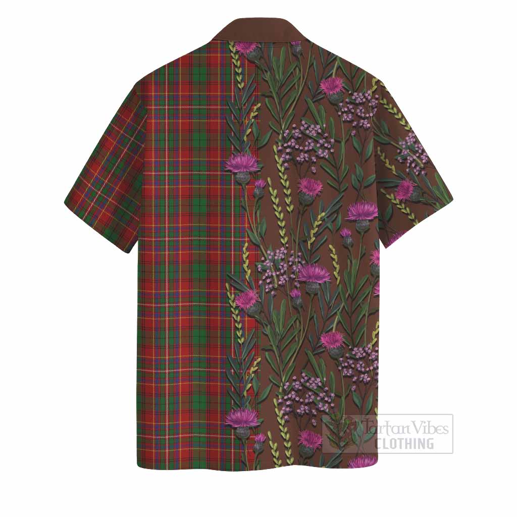 Innes Family Crest Tartan Hawaiian Shirt Scottish Thistle Flower Pattern Half Style - Tartan Vibes Clothing