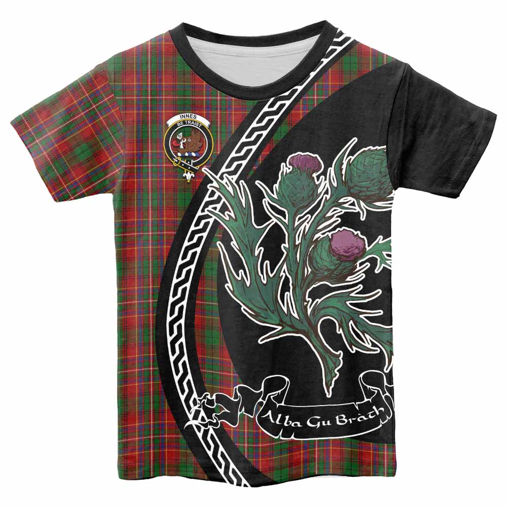 Innes Family Crest Tartan Kid T-shirt Alba Thistle Inspired - Tartan Vibes Clothing