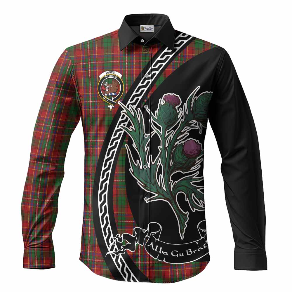 Innes Family Crest Tartan Long Sleeve Button Shirts Alba Thistle Inspired - Tartan Vibes Clothing