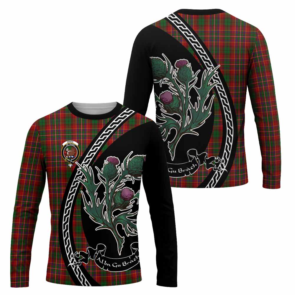 Innes Family Crest Tartan Long Sleeve T-Shirt Alba Thistle Inspired - Tartan Vibes Clothing