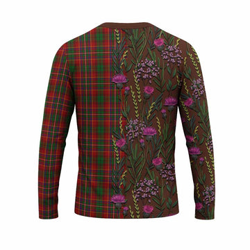 Innes Family Crest Tartan Long Sleeve T-Shirt Scottish Thistle Flower Pattern Half Style - Tartan Vibes Clothing