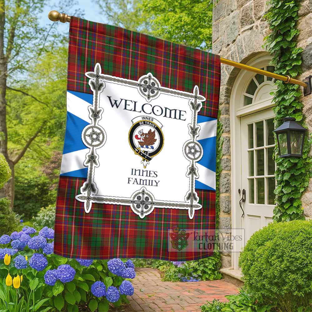 Innes Family Crest Tartan Welcome Garden Flag Saltire Harmony Style - Tartan Vibes Clothing