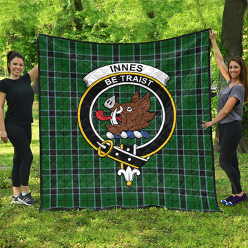 Innes Hunting Tartan Quilt with Family Crest