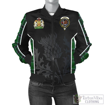 Innes Hunting Tartan Bomber Jacket with Family Crest and Scottish Thistle Vibes Sport Style