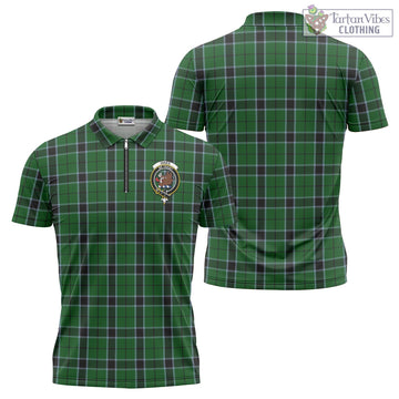 Innes Hunting Tartan Zipper Polo Shirt with Family Crest