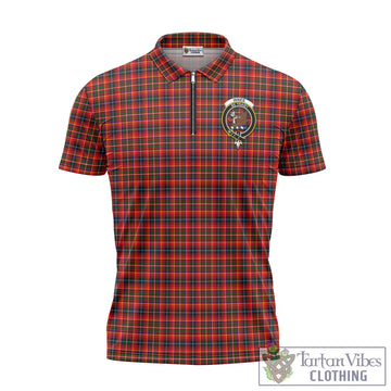 Innes Modern Tartan Zipper Polo Shirt with Family Crest