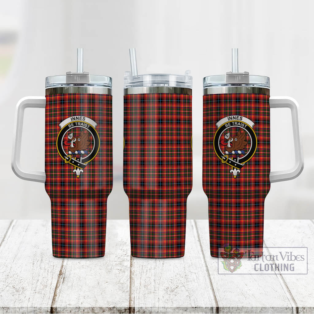 Tartan Vibes Clothing Innes Modern Tartan and Family Crest Tumbler with Handle
