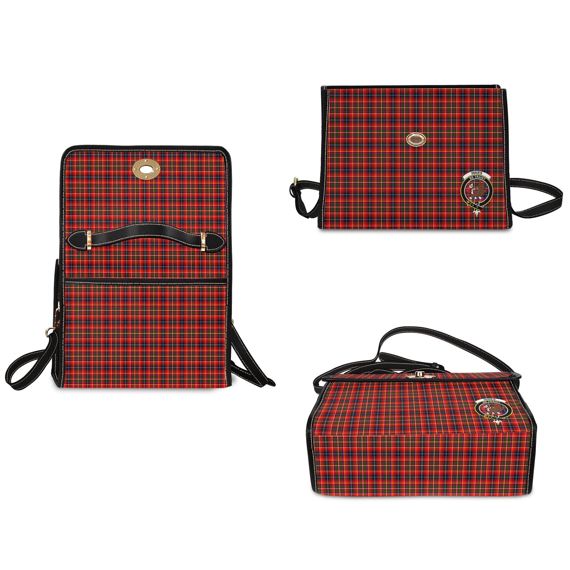 innes-modern-tartan-leather-strap-waterproof-canvas-bag-with-family-crest
