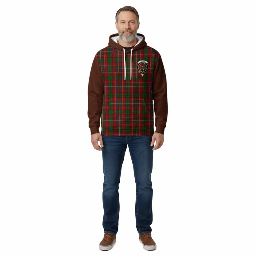 Innes Tartan Accent Cotton Hoodie with Family Crest