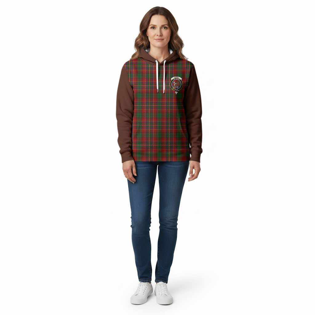 Innes Tartan Accent Cotton Hoodie with Family Crest