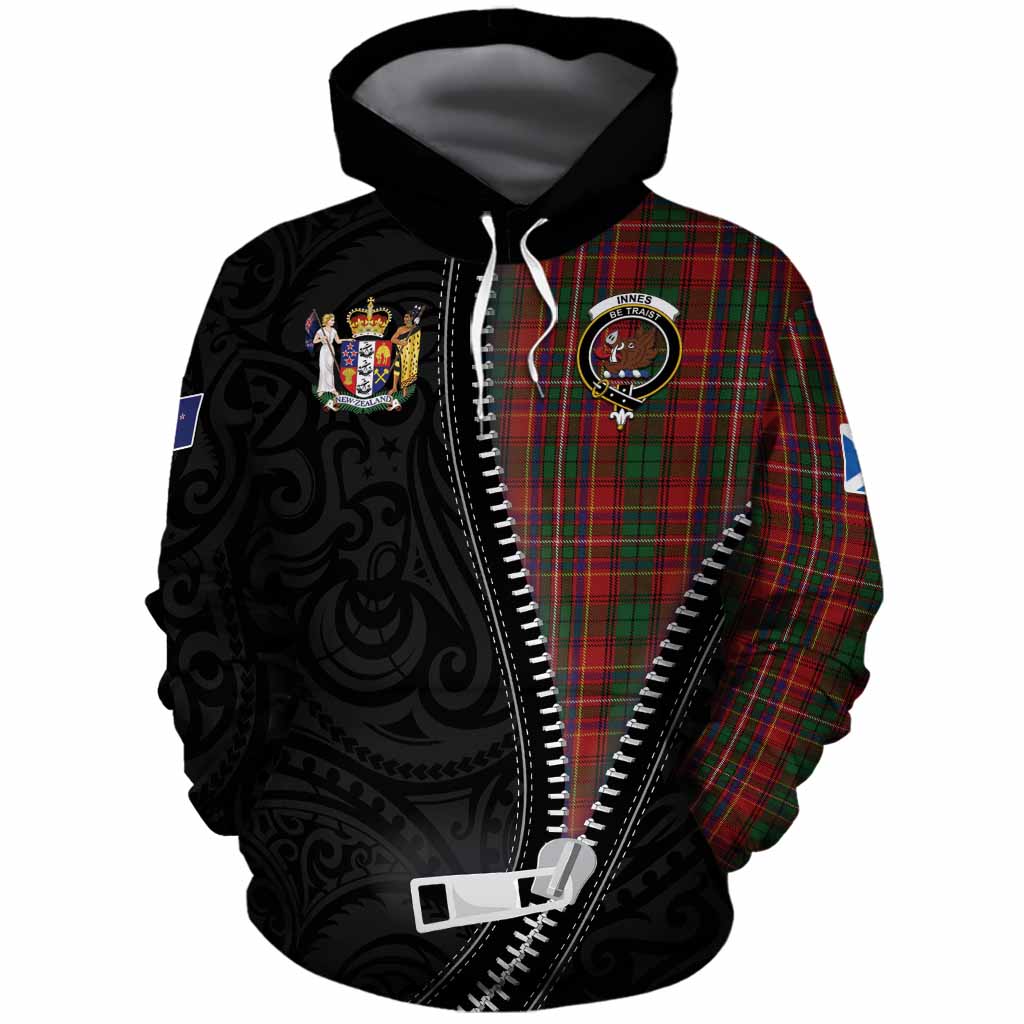 Innes Tartan Cotton Hoodie New Zealand Pattern Unique Zipper Stylized