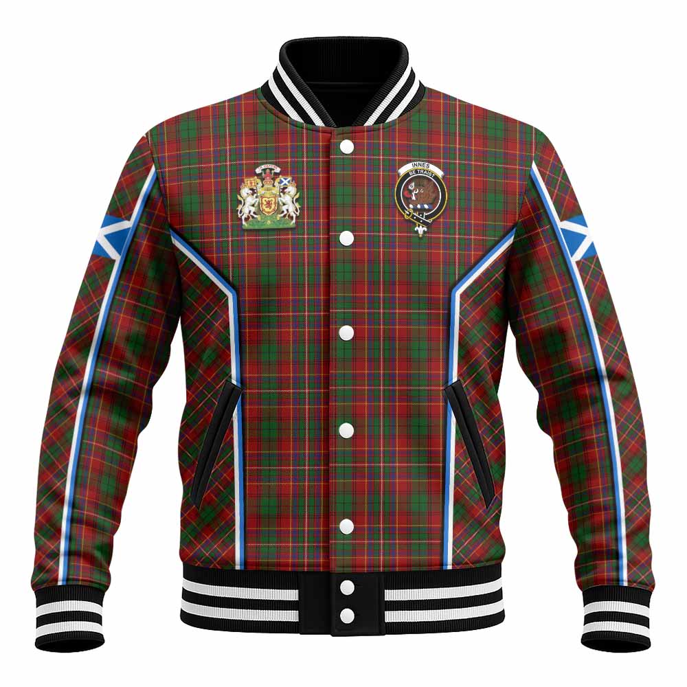 Innes Tartan Crest Baseball Jacket Scotland Coat of Arm Flag Style - Tartan Vibes Clothing
