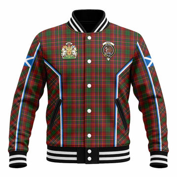 Innes Tartan Crest Baseball Jacket Scotland Coat of Arm Flag Style