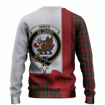 Innes Tartan Crest Christmas Christmas Ugly Sweater Highland Cow Bagpipes Coquette Bow Style