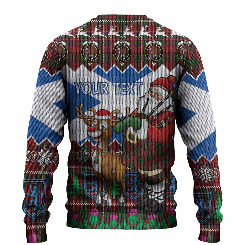 Innes Tartan Crest Christmas Christmas Ugly Sweater Scotland Santa With Bagpipes Cute Reindeer