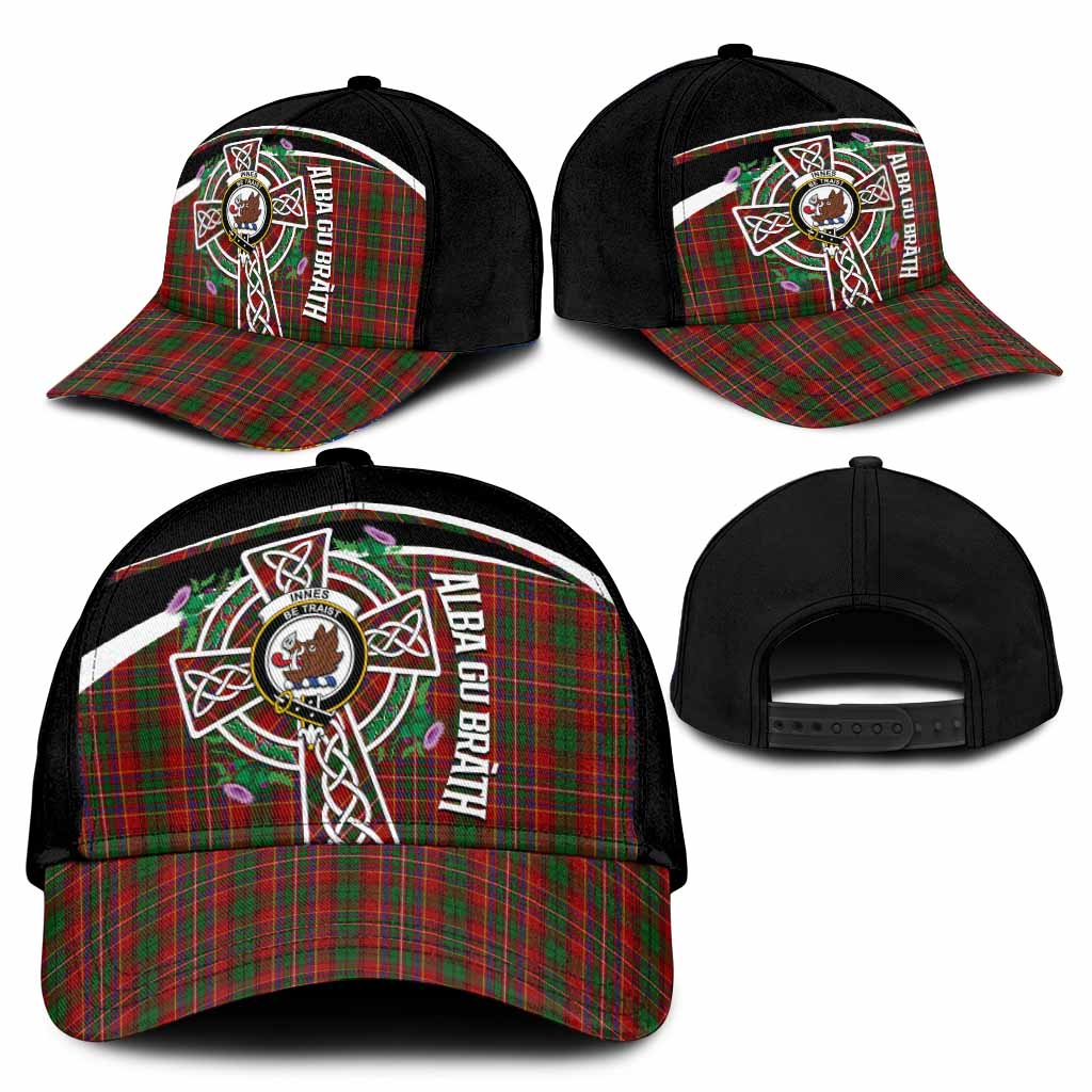 Innes Tartan Crest Classic Cap Scottish Thistle Celtic Cross Alba Gu Brath