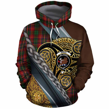 Innes Tartan Crest Cotton Hoodie Scottish Triskele Celtic