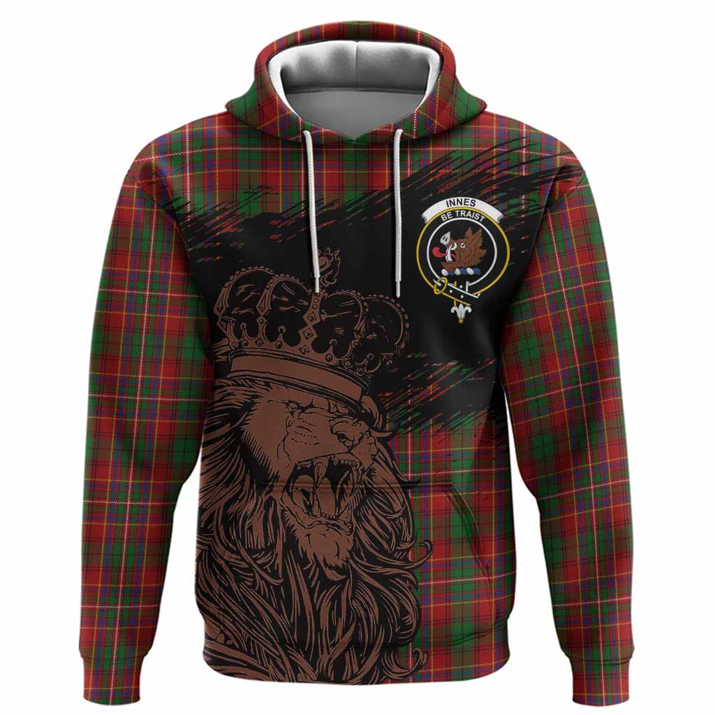 Innes Tartan Crest Hoodie Crowned Lion Heritage Style