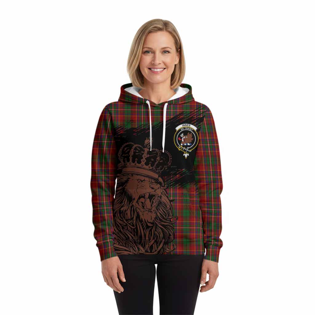 Innes Tartan Crest Hoodie Crowned Lion Heritage Style