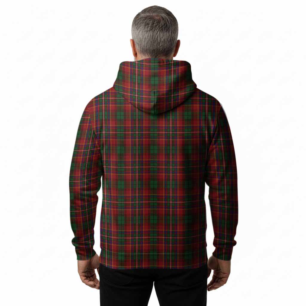 Innes Tartan Crest Hoodie Ferocious Lion Style