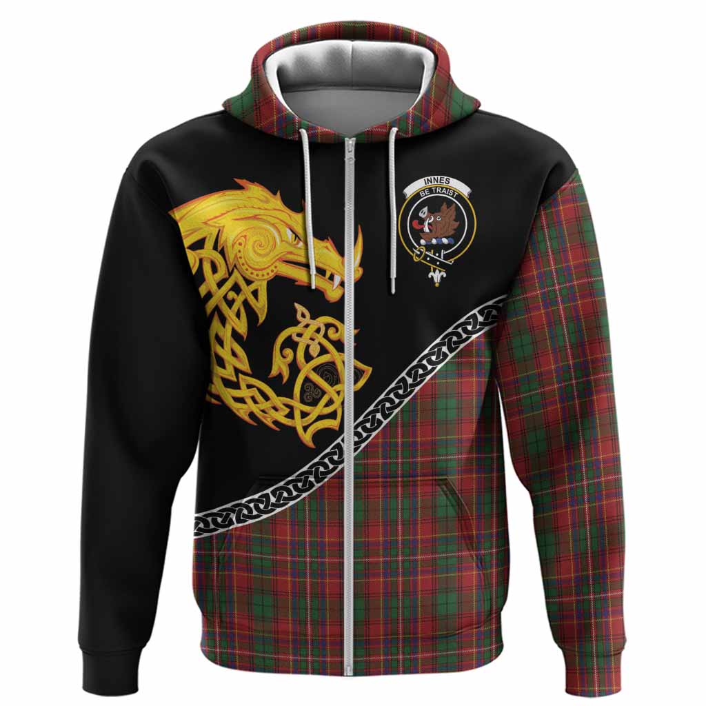 Innes Tartan Crest Hoodie Legendary Dragon Knot Half Style