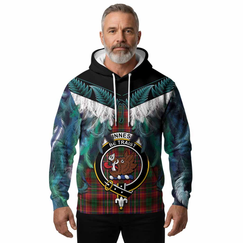 Innes Tartan Crest Hoodie New Zealand Maori Korowai Cloak
