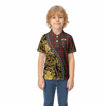 Innes Tartan Crest Kid Polo Shirt Celtic Knot and Triple Trickle Spiral Symbols