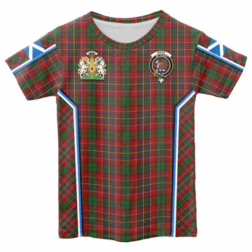 Innes Tartan Crest Kid T-shirt Scotland Coat of Arm Flag Style - Tartan Vibes Clothing