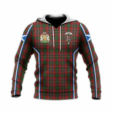 Innes Tartan Crest Knitted Hoodie Scotland Coat of Arm Flag Style