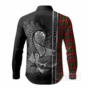 Innes Tartan Crest Long Sleeve Button Shirts Norse Mythology Viking Odin Crow Tattoo