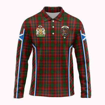 Innes Tartan Crest Long Sleeve Polo Shirt Scotland Coat of Arm Flag Style