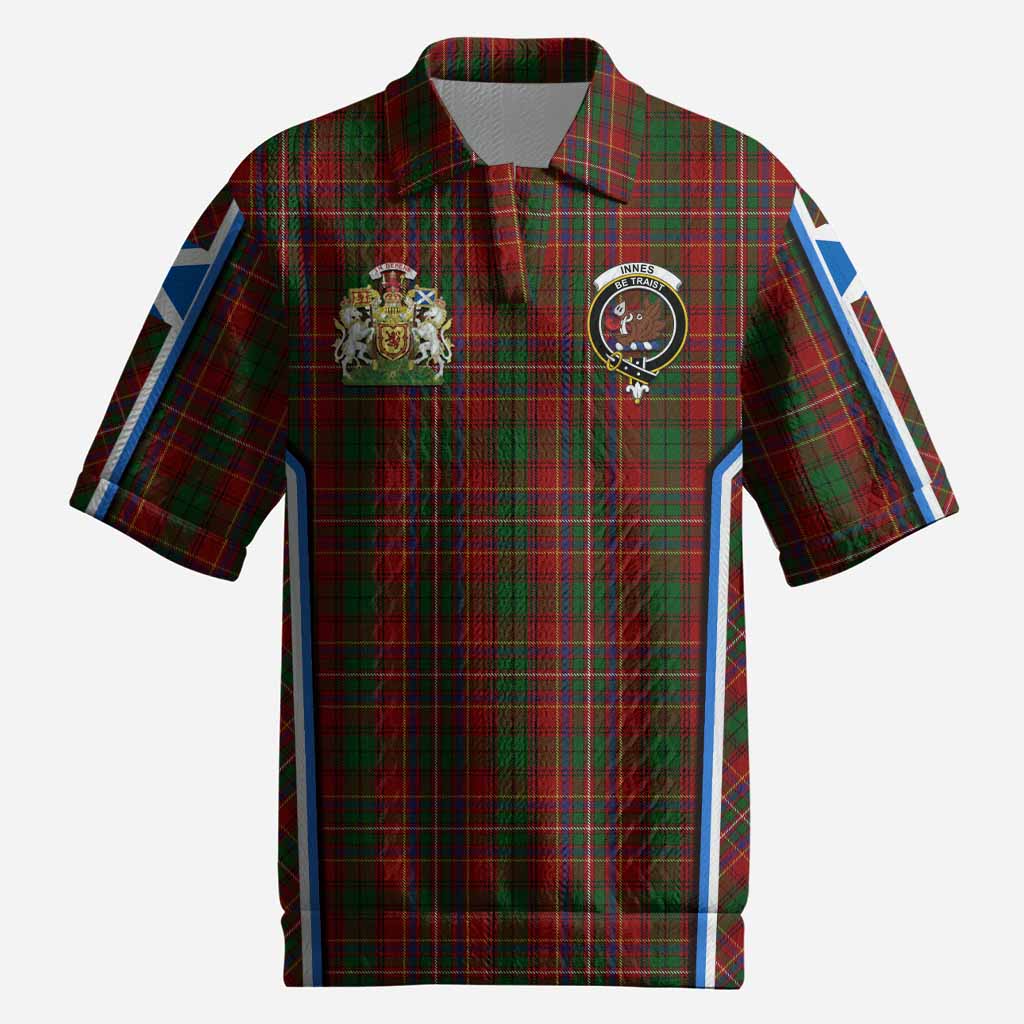 Innes Tartan Crest Men’s Polo Sweater Top Scotland Coat of Arm Flag Style
