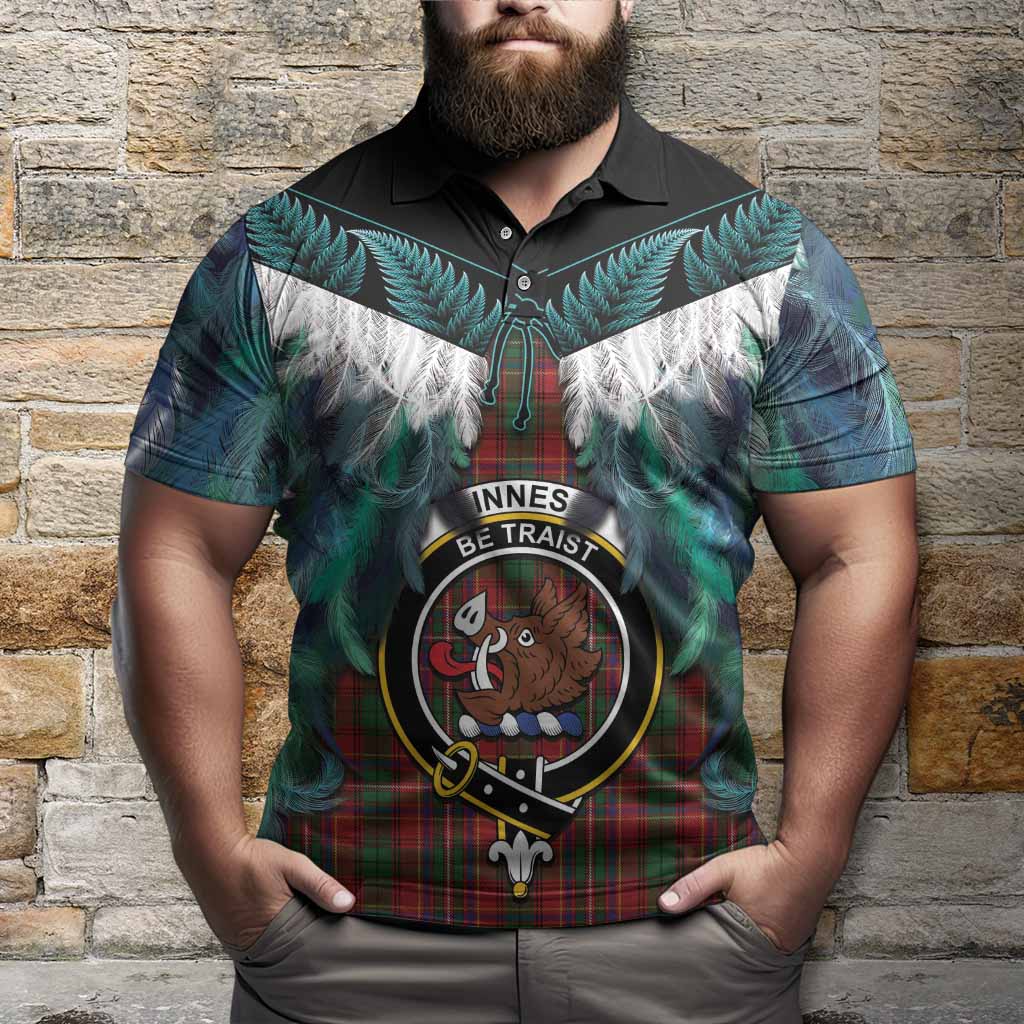 Innes Tartan Crest Polo Shirt New Zealand Maori Korowai Cloak