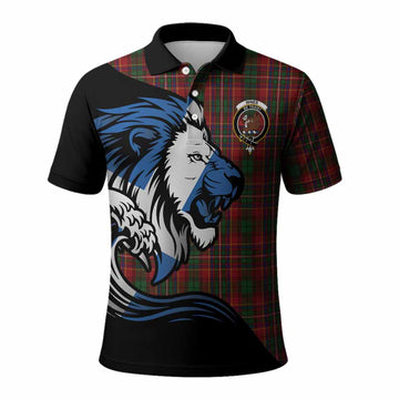 Innes Tartan Crest Polo Shirt Scottish Golden Lions Wave Flow