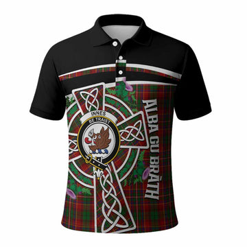 Innes Tartan Crest Polo Shirt Scottish Thistle Celtic Cross Alba Gu Brath
