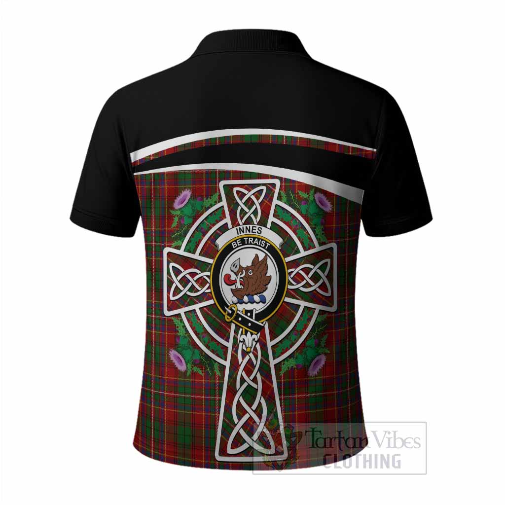 Innes Tartan Crest Polo Shirt Scottish Thistle Celtic Cross Alba Gu Brath