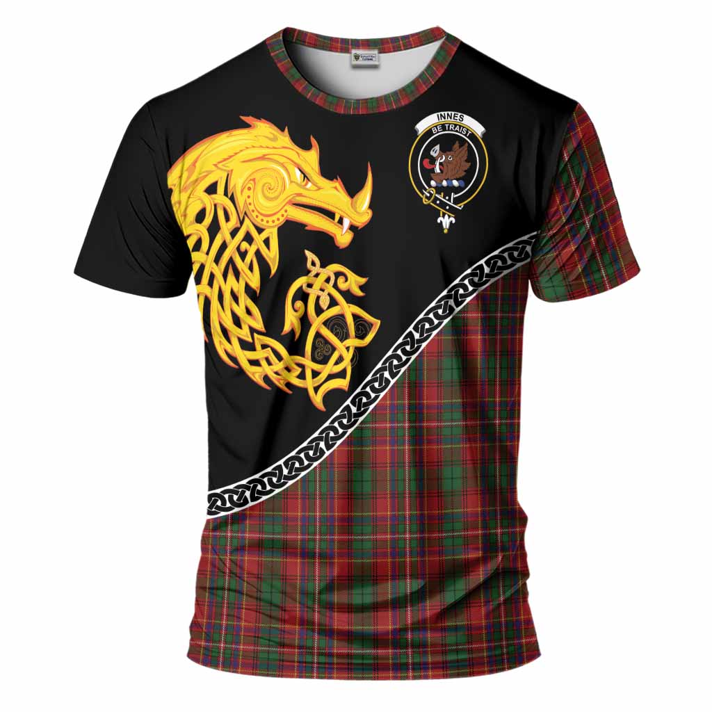Innes Tartan Crest T-Shirt Legendary Dragon Knot Half Style